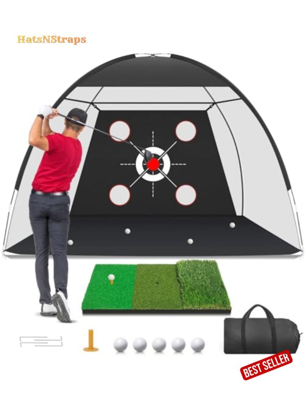 Golf Net 10x7FT Practice Mat Hitting Aid Backyard Driving Chipping Swing